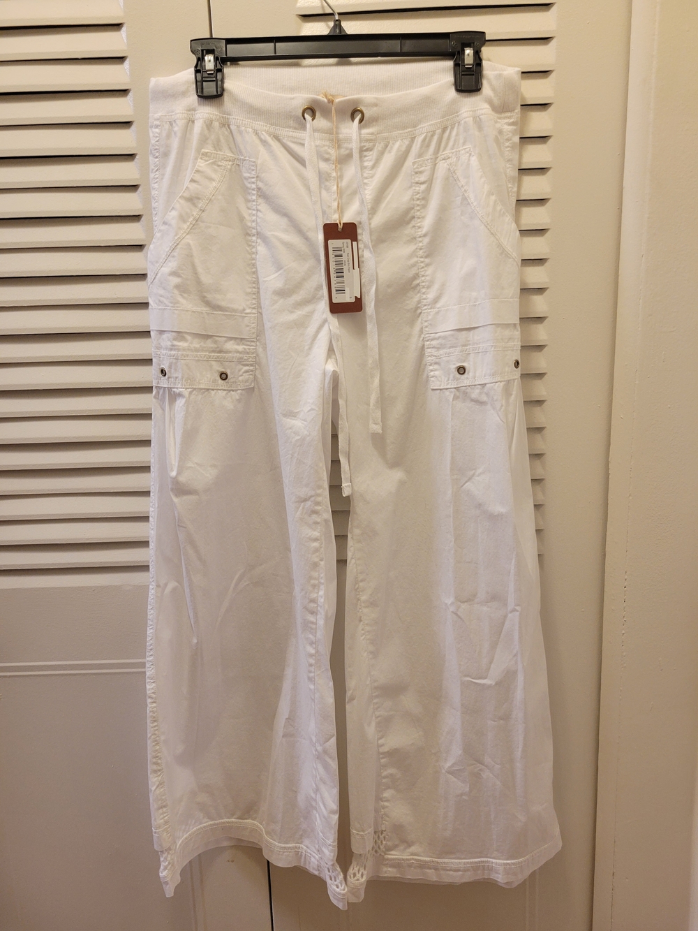 This XCVI Roel Crop-Brio Poplin in size small Wide-Leg Cargo Drawstring Pants